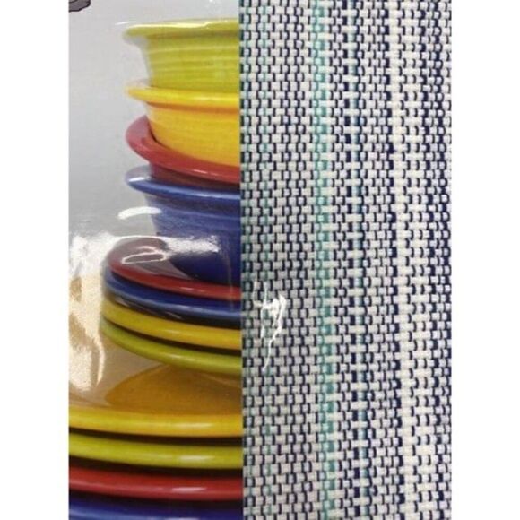 FIESTA Tableware Placemats Set of 4 marble head lapis blue striped - Picture 4 of 4